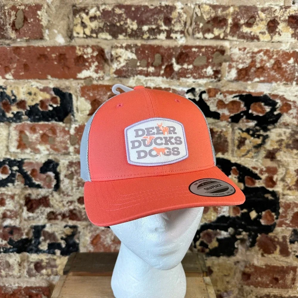 Columbia PFG Hat Snapback Orange Deer Duck Dogs Mesh back NWT